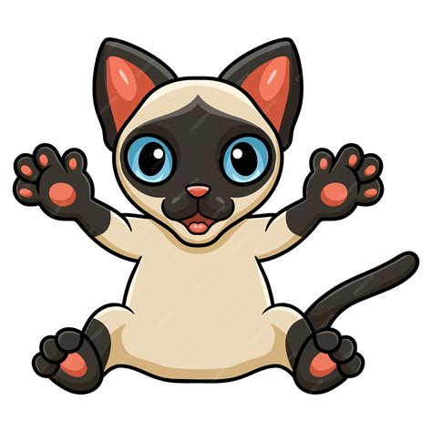 Premium Vector Cute Siamese Cat Cartoon Sitting