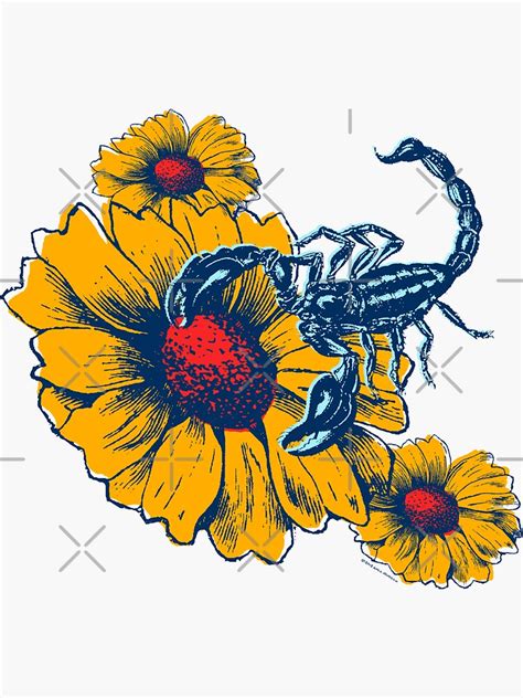 Scorpion Flowers Sticker For Sale By Willruocco Redbubble