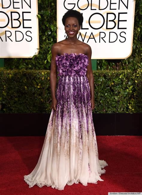Lupita Nyongo Golden Globes Dress Blooms Like An African Violet