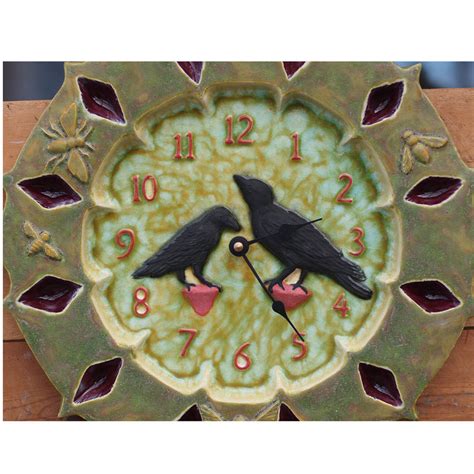 Ravens And Crows Ceramic Art Rustic Wall Clock Battery Operated