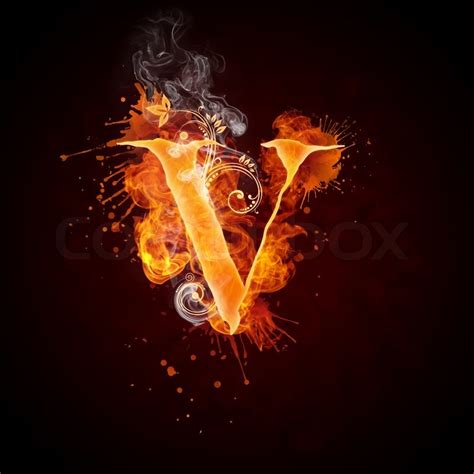 Get ideas and start planning your perfect letter a logo today! Fire Swirl Letter V Isolated on Black Background. Computer ...