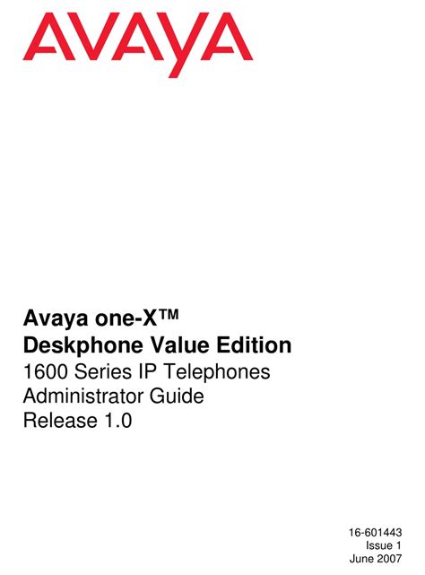 Avaya One X 1603 Ip Phone Administrators Manual Manualslib