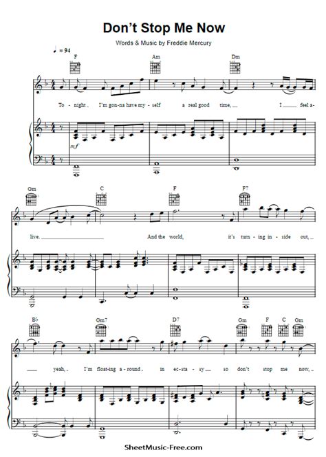 We feature 149160 pieces of music : Don't Stop Me Now Sheet Music Queen | ♪ SHEETMUSIC-FREE.COM