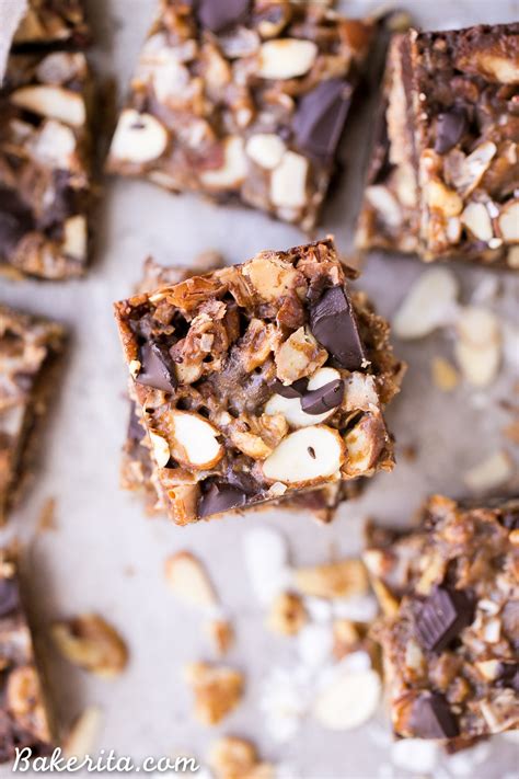 A shortbread crust topped with shredded coconut, chopped pecans, chocolate chips and a homemade sweetened. Paleo Magic Cookie Bars (Gluten Free + Vegan) - Bakerita