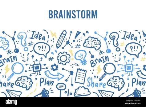 Hand Drawn Banners Template With Brainstorm Idea Brain Elements