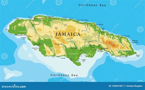 Giamaica Mappa Fisica Altamente Dettagliata Mappa Vettoriale Mappa Dem Porn Sex Picture