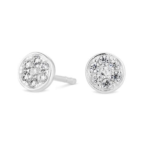 Simply Silver Sterling Silver Cubic Zirconia Pave Disc Stud Earring