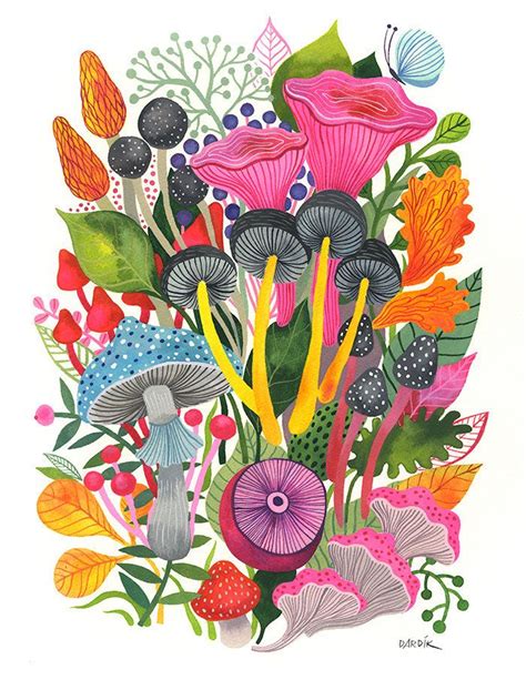 Mushrooms Bouquet Limited Edition Giclee Print Of An Original