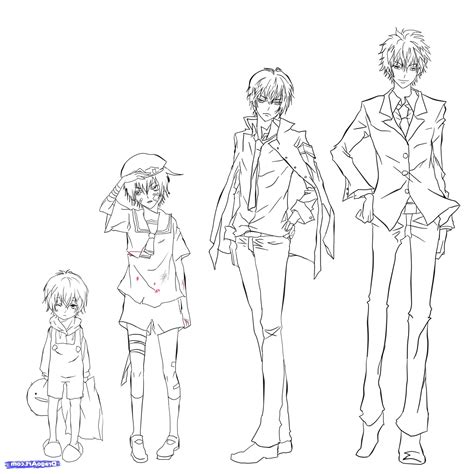 Anime Kids Body Outline Learning A B C