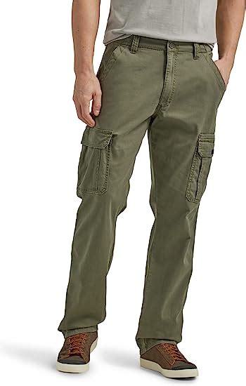 Wrangler Authentics Mens Relaxed Fit Stretch Cargo Pant Olive 34w X