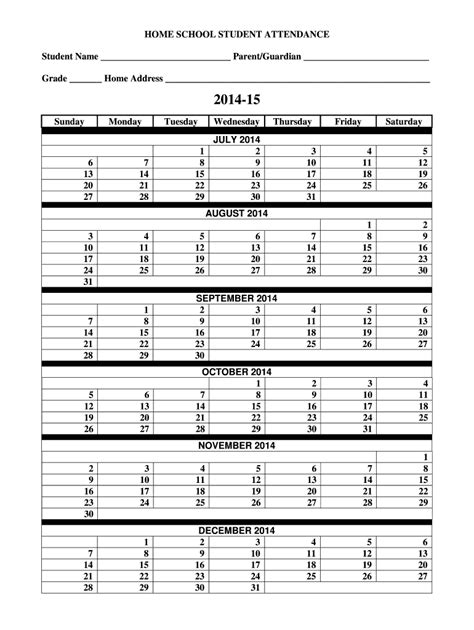 Printable 2023 Attendance Calendar Printable Template Calendar