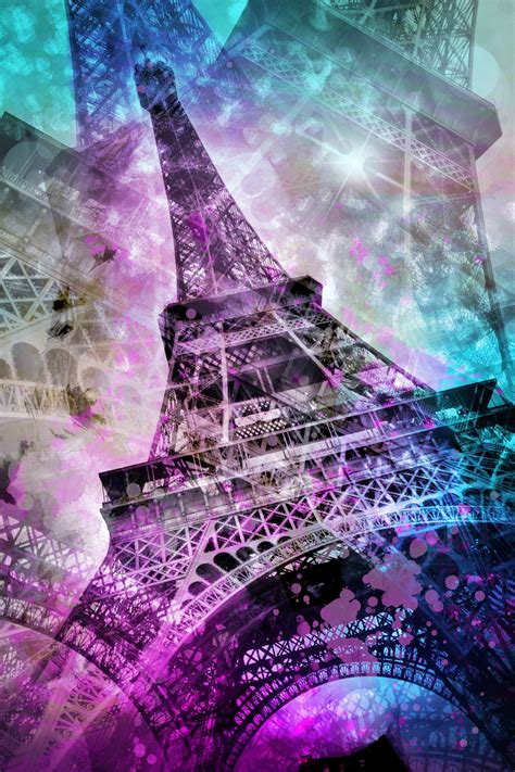 Pop Art Eiffel Tower Tapet Fototapet Happywall