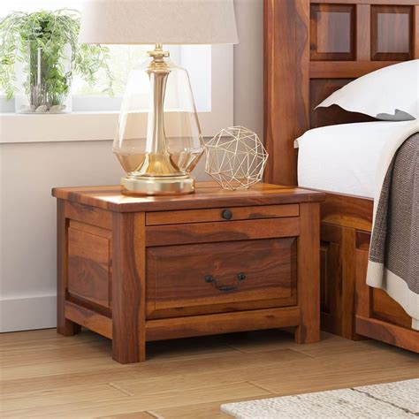Simply Tudor Rustic Solid Wood Bedroom Nightstand With Drawer