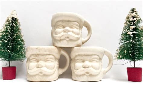 Mid Century White Santa Mug Cream Colored Cup Christmas Etsy Santa