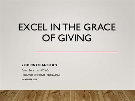 Excel In The Grace Of Giving