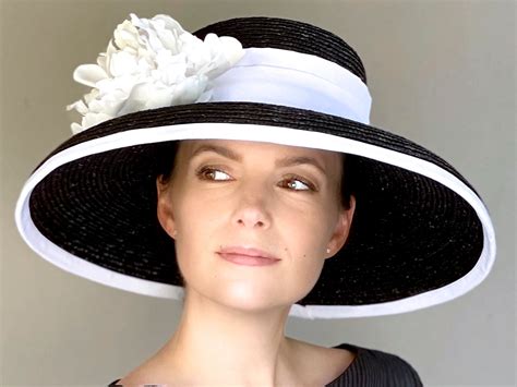 Kentucky Derby Hat Wide Brim Hat Wedding Hat Black And White Hat