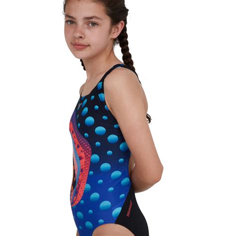 Speedo Dazzledaze Digital Placement Leaderback Girls Swimsuit Run Charlie
