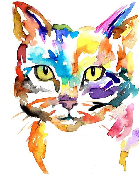 Cat Watercolor Print Tabby Cat Painting Watercolor Painting Etsy In