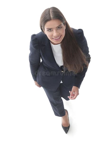 Business Woman Walking In Full Length On White Background Stock Image