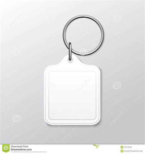 blank square keychain  ring  chain  key stock vector illustration  metal keyring