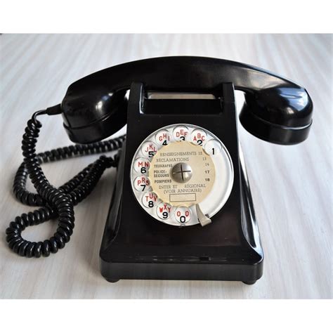 Téléphone Ptt à Cadran En Bakélite Avec écouteur Vintage 1960s