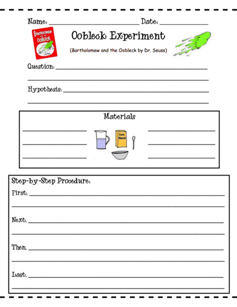 Free Oobleck Experiment Worksheets Use During Chapter On Matter To