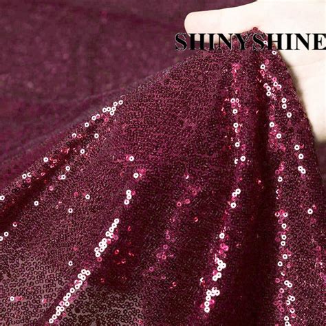 5 Yards Glitzy Embroidery Sequin Fabric Material Burgundy Gold Silver