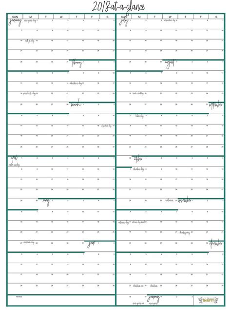Year At A Glance Free Printable Calendar Free Printable Calendar