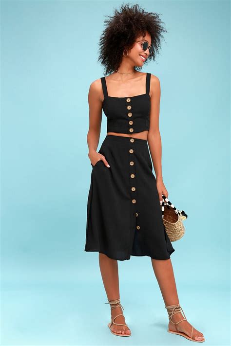 Sweet As Ever Black Two Piece Midi Dress In 2020 Two Piece Dress