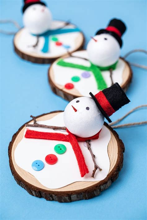 Melting Snowman Craft Wood Slice Snowman Ornament