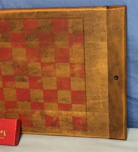 Vintage Wooden Checker Board With Checkers In The Original Box