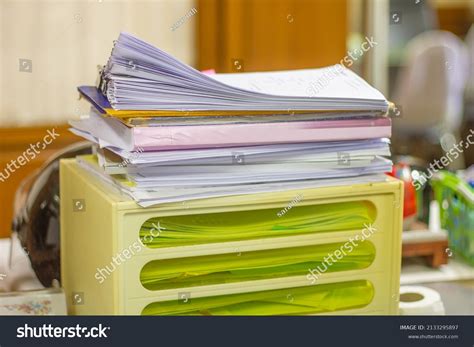 Close Stacking Office Working Documentpile Documents Stock Photo