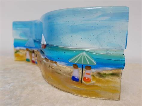 Fused Glass Beach Pictures Wavy Freestanding Handmade Beach Etsy