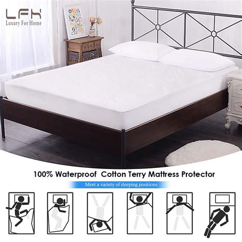 160x200 Cotton Terry Matress Cover 100 Waterproof Mattress Protector Bed Bug Proof Dust Mite