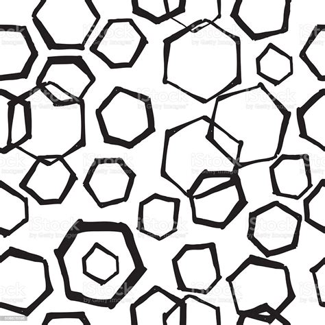 Hand Drawn Retro Seamless Hexagon Pattern Stock