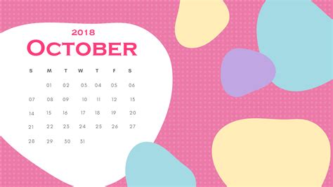Cute October 2018 Wallpaper Calendar Design Calendar Design