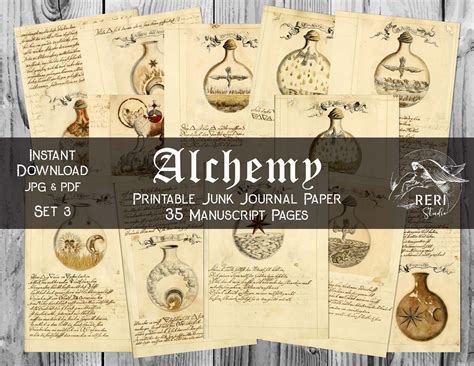 Printable Rare Alchemical Manuscripts Pages Set 3 Alchemy Junk Etsy