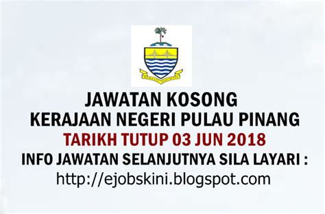 Calon yang berminat, sila isi borang pemohonan di laman yang terdapat di. Jawatan Kosong Terkini di SUK Pulau Pinang - 03 Jun 2018