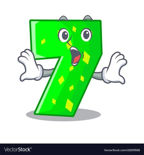 Surprised Cartoon Number Seven On Stone Wall Vector Image