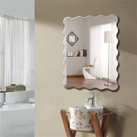 Luxury Wavy Frameless Bathroom Mirror Wall Hanging Bathroom Waterproof