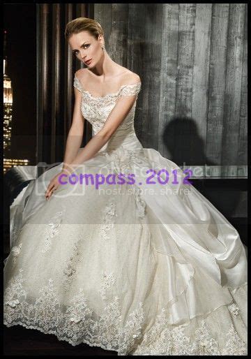 Off Shoulder A Line Taffeta Ivorywhite Wedding Dress Bridal Gown Size