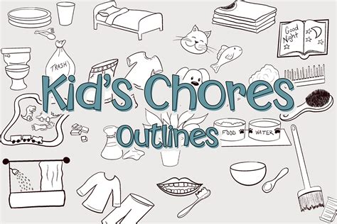 Kids Chores Black And White Clipart Grafik Von Regeldesigns · Creative