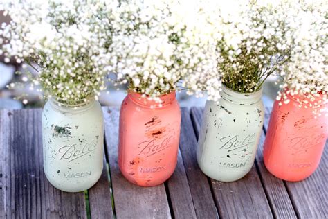 Shabby Chic Mason Jars Distressed Paint Glass Jar Wedding Etsy