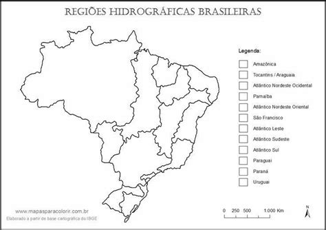 No mapa a seguir enumere na legenda as bacias hidrográficas brasileiras