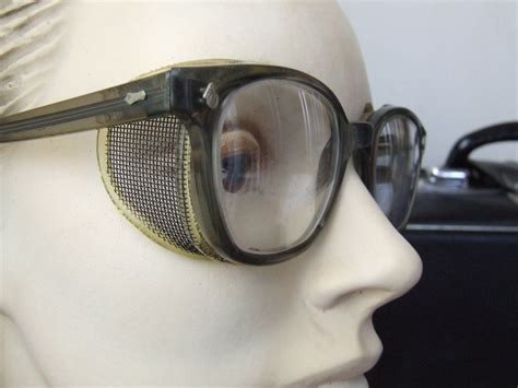 vintage 1960s ao flex fit grey safety glasses mesh sides