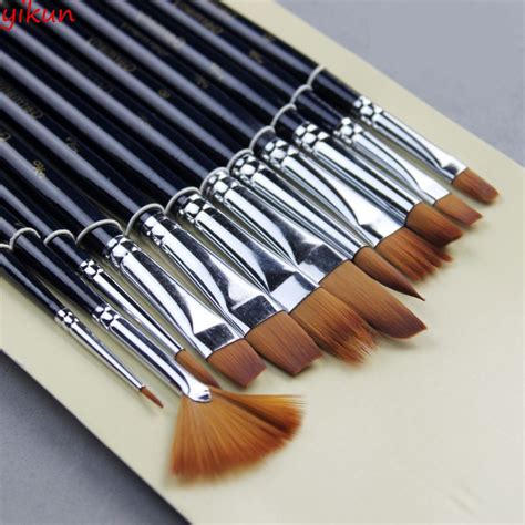 12pcs Paint Brushes Set Nylon Hair Painting Brush Variety Style Short