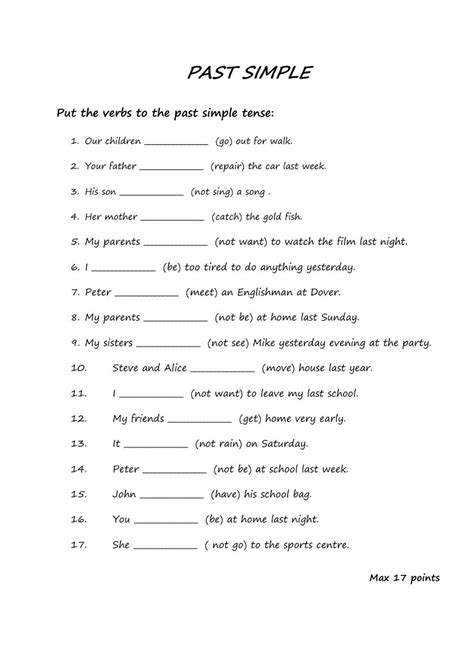 The Past Simple Worksheet Is Shown In Black And White With An Image Of A