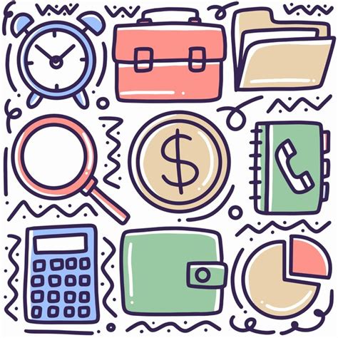 Premium Vector Hand Drawn Doodle Set Finance Business With Icons And