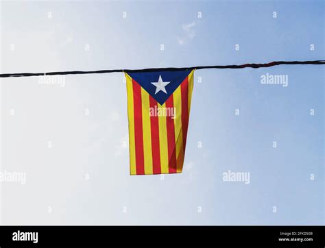 Isolated Catalan Independence Movement Flag Estelada Senyera Banner