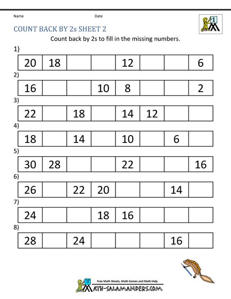 Counting By 2s Worksheets